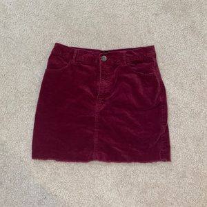 Burgundy velvet skirt